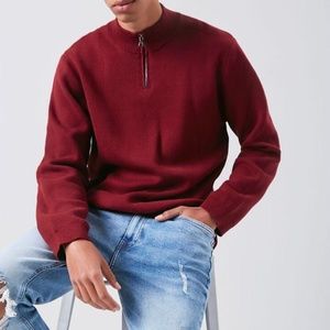 FOREVER 21 Marled Knit Half-Zip Sweater - (L)